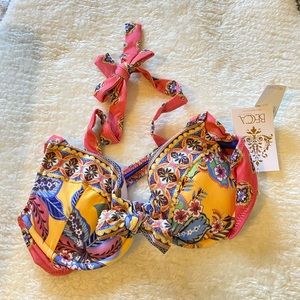 Tapestry Bloom Underwire Bikini Top In Yellow Multi